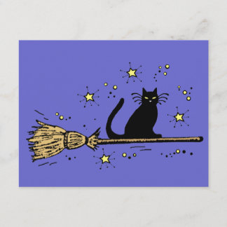 Tarjeta de invitación de gato brujo