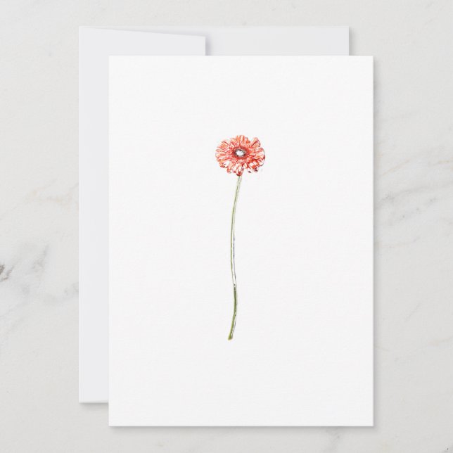 Tarjeta de Invitación de Gerbera Roja Pálida (Anverso)