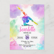 Tarjeta de invitación de Gimnasia acuarela