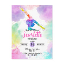 Tarjeta de invitación de Gimnasia acuarela