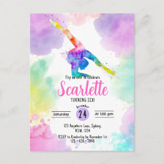 Tarjeta de invitación de Gimnasia acuarela