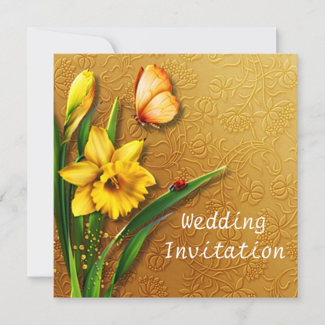 Tarjeta de invitación de Golden Daffodils (Anverso)