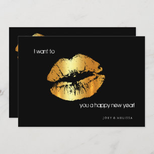 Tarjeta de invitación de Golden lips para Año Nuev