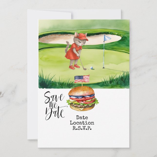 Tarjeta de invitación de golf del 4 de julio para  (Anverso)