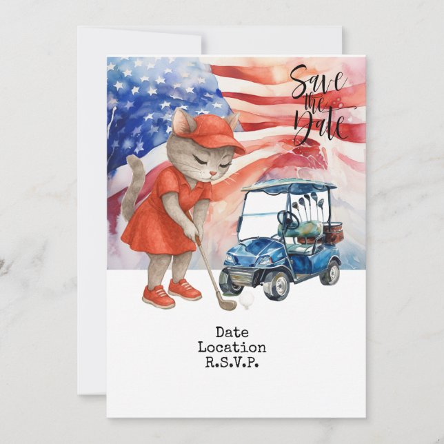 Tarjeta de invitación de golf del 4 de julio para  (Anverso)