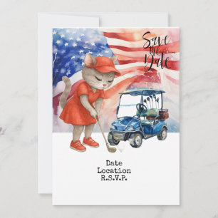 Tarjeta de invitación de golf del 4 de julio para