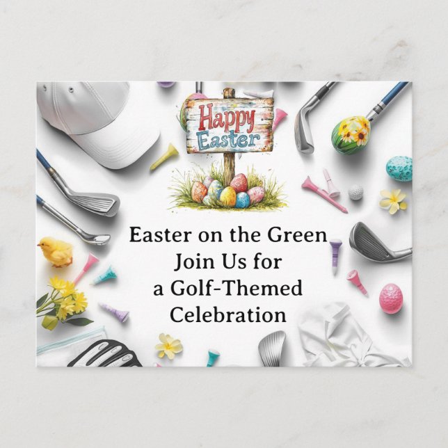Tarjeta de Invitación de Golf huevos de Pascua bol (Anverso)
