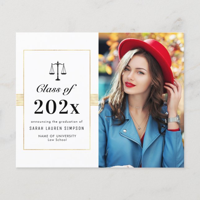 tarjeta de invitación de grad de marco moderno (Anverso)