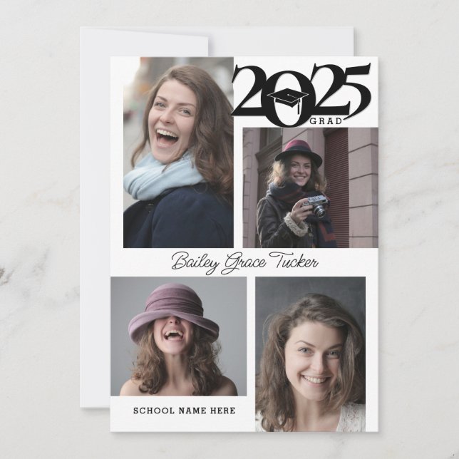 Tarjeta de Invitación de graduación 2025 de 5 foto (Anverso)