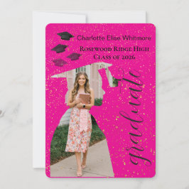 Tarjeta de Invitación de Graduación Brillante con 