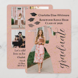Tarjeta de Invitación de Graduación Brillante con