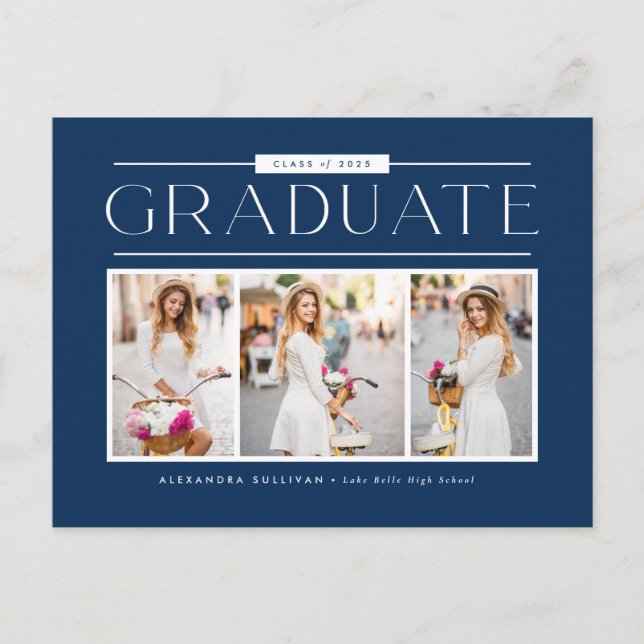 Tarjeta de Invitación de Graduación Collage de Fot (Anverso)
