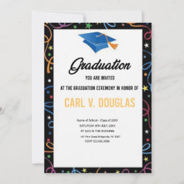 Tarjeta de Invitación de Graduación con Borde Eleg