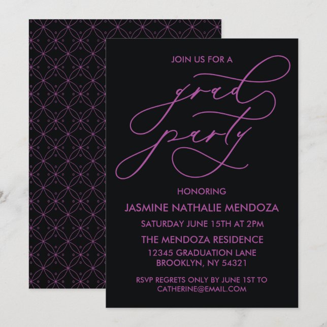 TARJETA DE INVITACIÓN DE GRADUACIÓN CON CALIGRAFÍA (Anverso / Reverso)
