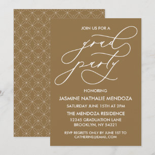 TARJETA DE INVITACIÓN DE GRADUACIÓN CON CALIGRAFÍA