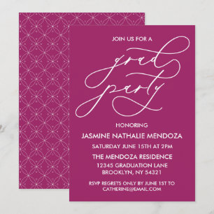 TARJETA DE INVITACIÓN DE GRADUACIÓN CON CALIGRAFÍA