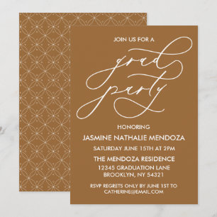 TARJETA DE INVITACIÓN DE GRADUACIÓN CON CALIGRAFÍA
