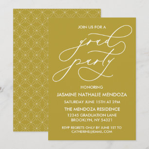 TARJETA DE INVITACIÓN DE GRADUACIÓN CON CALIGRAFÍA