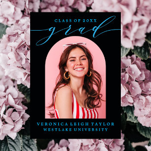 TARJETA DE INVITACIÓN DE GRADUACIÓN CON CALIGRAFÍA