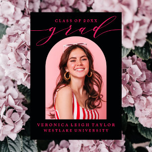 TARJETA DE INVITACIÓN DE GRADUACIÓN CON CALIGRAFÍA