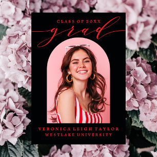 TARJETA DE INVITACIÓN DE GRADUACIÓN CON CALIGRAFÍA