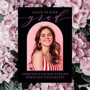 TARJETA DE INVITACIÓN DE GRADUACIÓN CON CALIGRAFÍA