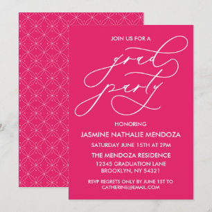 TARJETA DE INVITACIÓN DE GRADUACIÓN CON CALIGRAFÍA