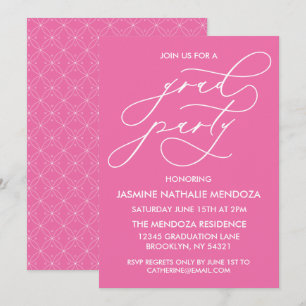 TARJETA DE INVITACIÓN DE GRADUACIÓN CON CALIGRAFÍA