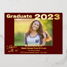 Tarjeta de invitación de graduación con foto en ro