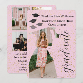 Tarjeta de invitación de graduación con foto moder