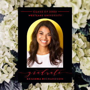 TARJETA DE INVITACIÓN DE GRADUACIÓN CON LETRA ARCO