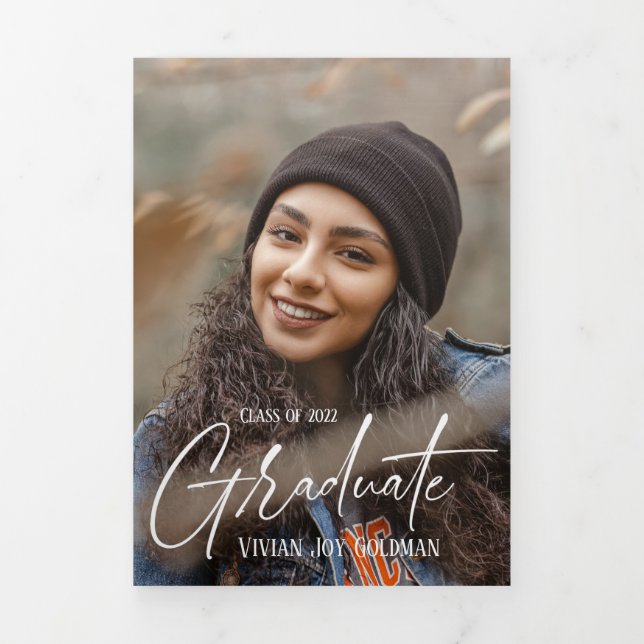 Tarjeta de Invitación de graduación de 4 fotos tri (Foto de portada)