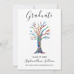 Tarjeta de Invitación de graduación de árbol color