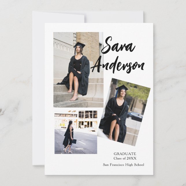 Tarjeta de Invitación de graduación de collage de  (Anverso)