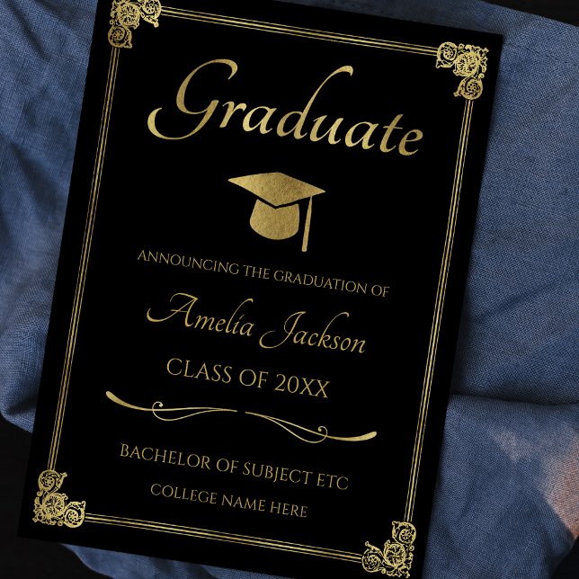 Tarjeta de Invitación de graduación de color negro (Subido por el creador)