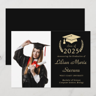 Tarjeta de Invitación de Graduación de Foto con gu