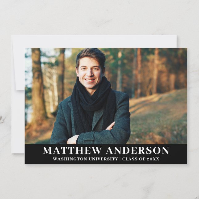Tarjeta de Invitación de graduación de foto de gra (Anverso)