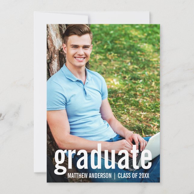 Tarjeta de Invitación de Graduación de Foto de Gra (Anverso)