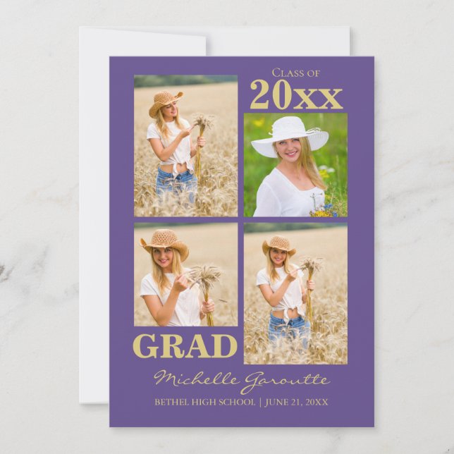 Tarjeta de Invitación de graduación de foto ultrav (Anverso)