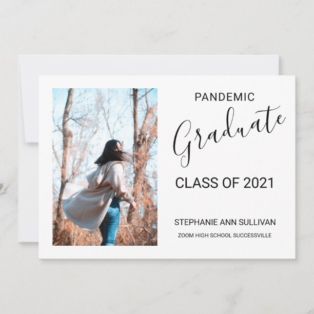Tarjeta de Invitación de graduación de fotos pandé (Anverso)