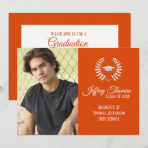 Tarjeta de invitación de graduación de gorra y hoj