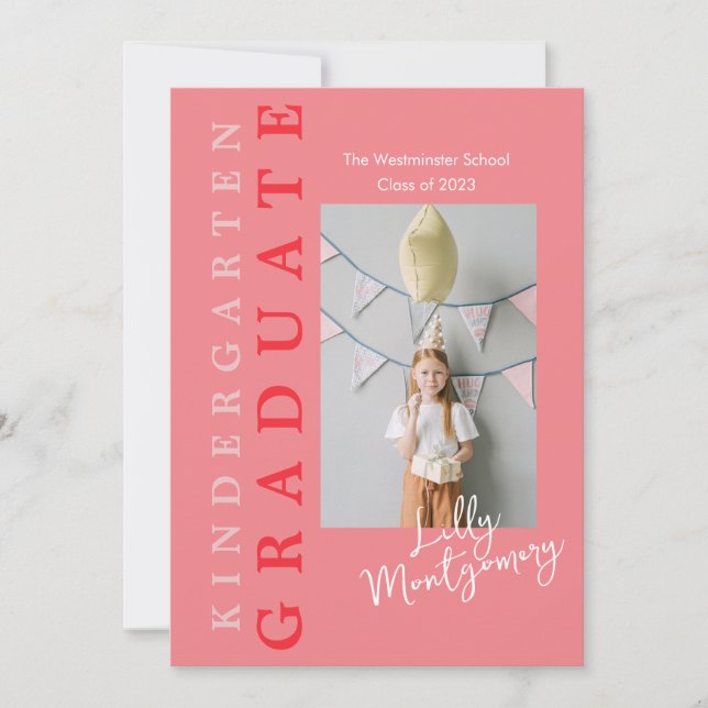 Tarjeta de Invitación de Graduación de Kinder con  (Anverso)