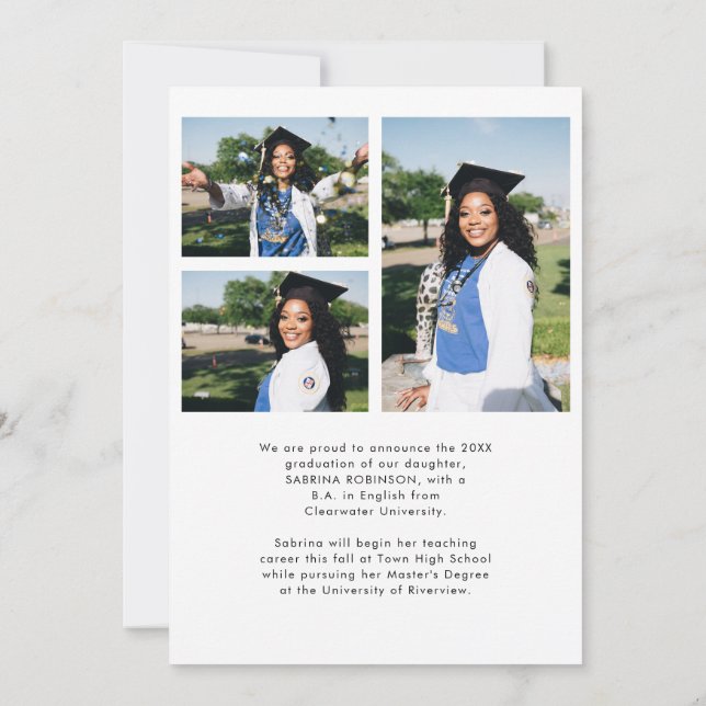 Tarjeta de Invitación de graduación de la escuela  (Reverso)