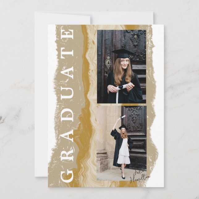 Tarjeta de Invitación de graduación de mármol de o (Anverso)