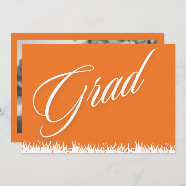 tarjeta de invitación de graduación de naranja (Anverso / Reverso)