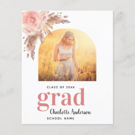 Tarjeta de invitación de graduación de pasto rubio