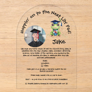 Tarjeta de invitación de graduación de rana divert