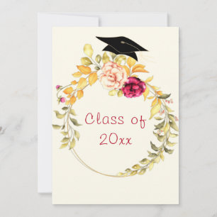 Tarjeta de invitación de graduación de rosa acuare
