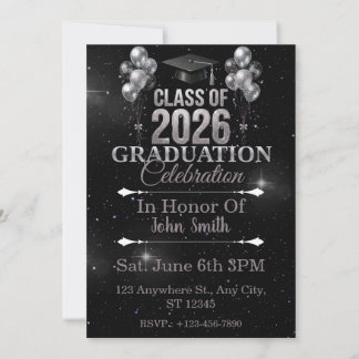 Tarjeta de Invitación de Graduación Elegante de Pl