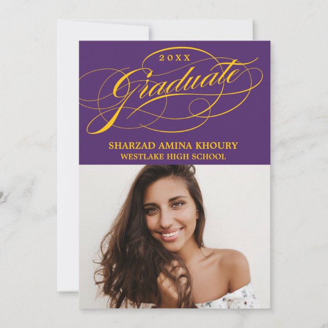 TARJETA DE INVITACIÓN DE GRADUACIÓN FIESTAS SCRIPT (Anverso)